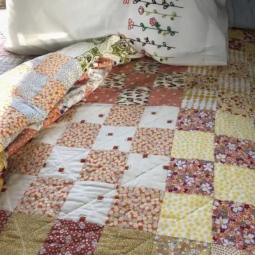 Handmade Queen Quilt, Modern Sunshine Quilt